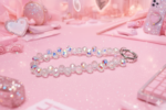 White Crystal Phone Chain – 25-26cm Durable Beaded Phone Strap & Anti-Drop Wrist Holder